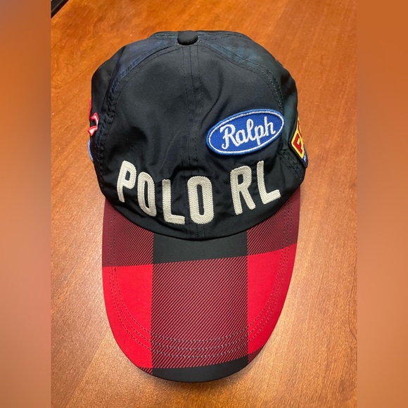 Polo Ralph Lauren Black/Plaid Racing Embroidered Patches Adjustable Strap Hat - Picture 4 of 13